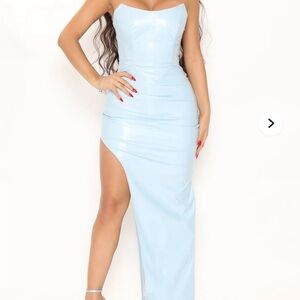 Wait Up Faux Leather Maxi Dress